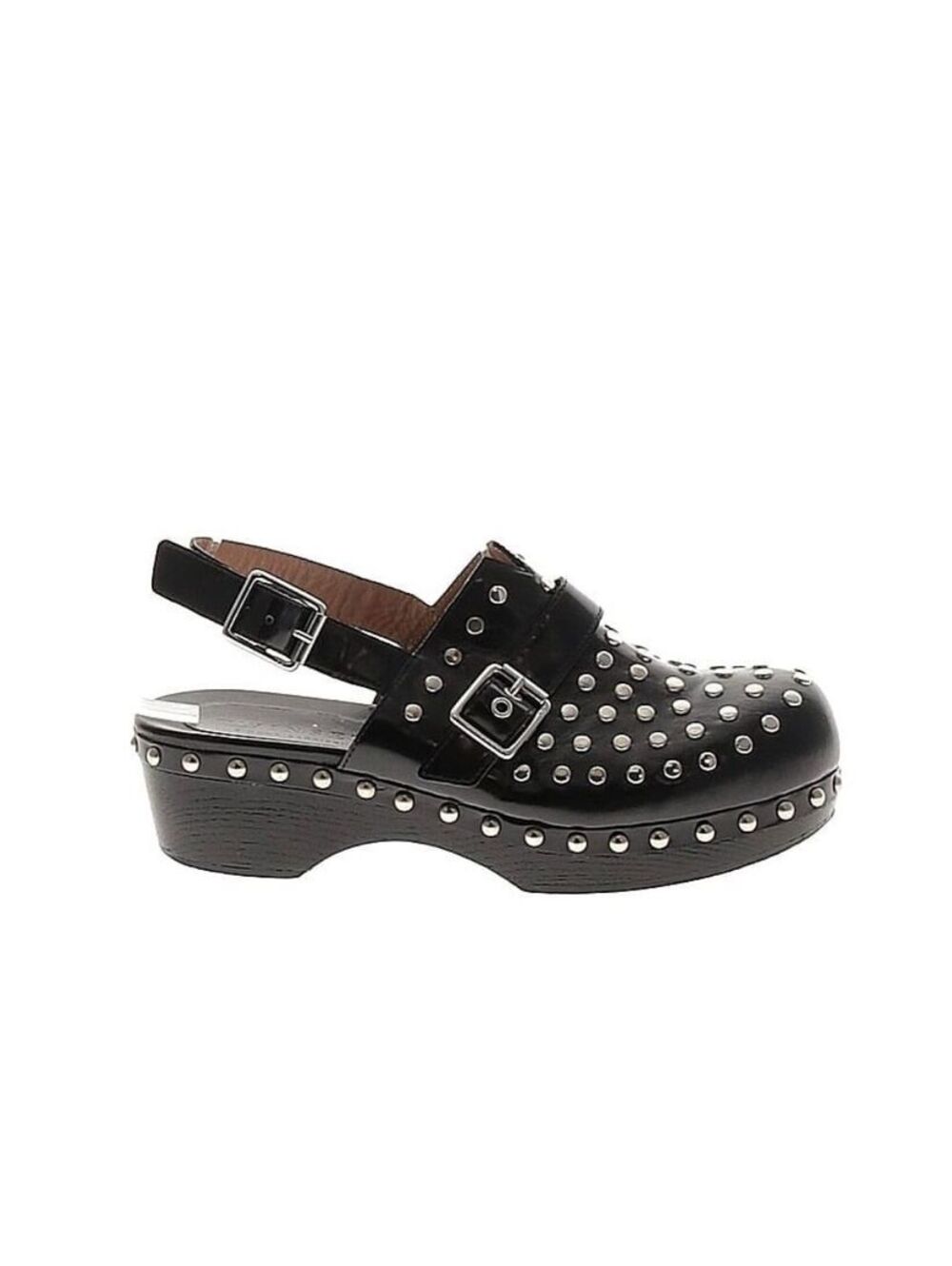 Twinset Simona Barbieri Black Studded Platform Slingback Clogs Size 39 8.5